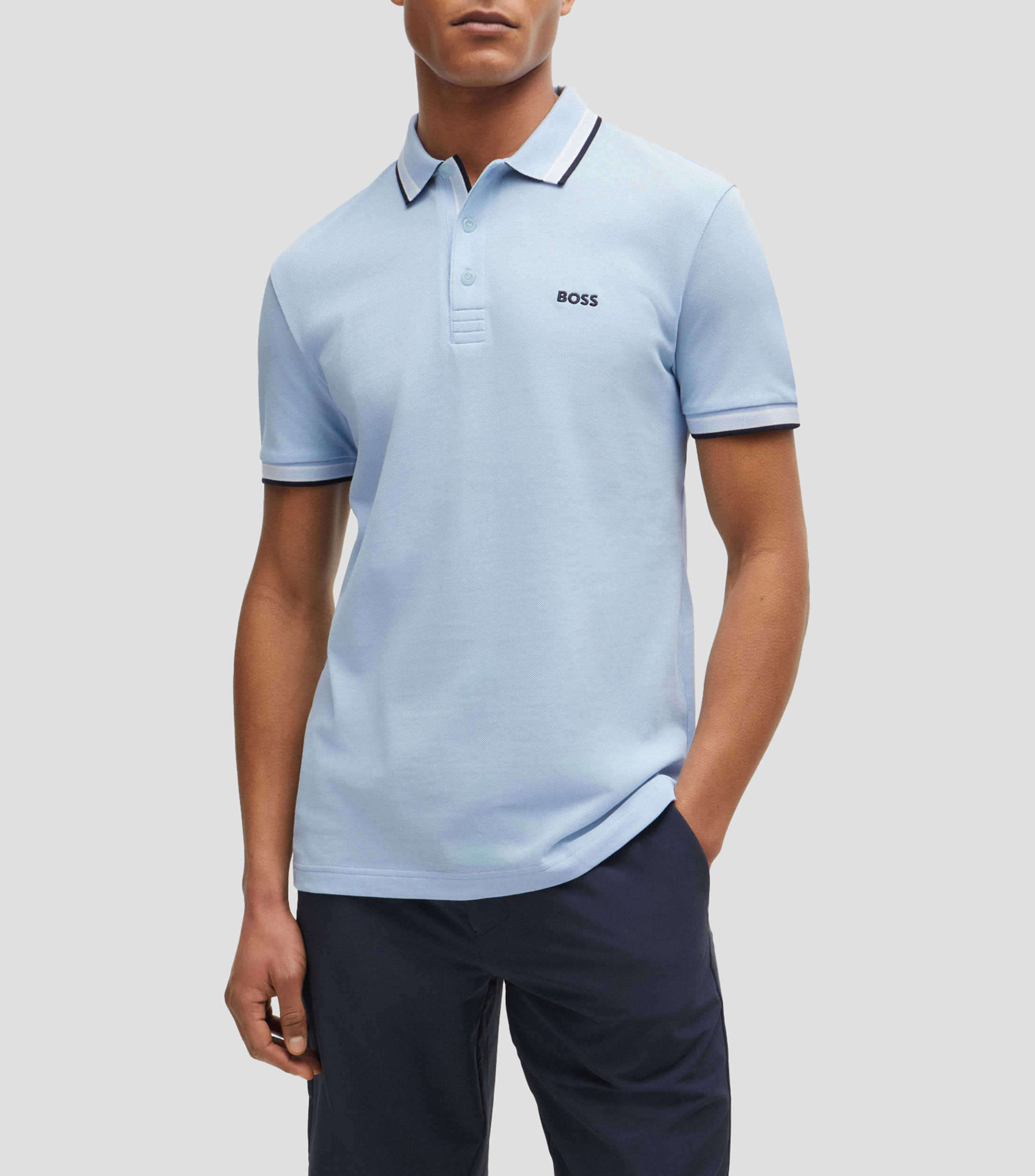 Polo Paddy de piqué de algodón con logo en contraste Hombre